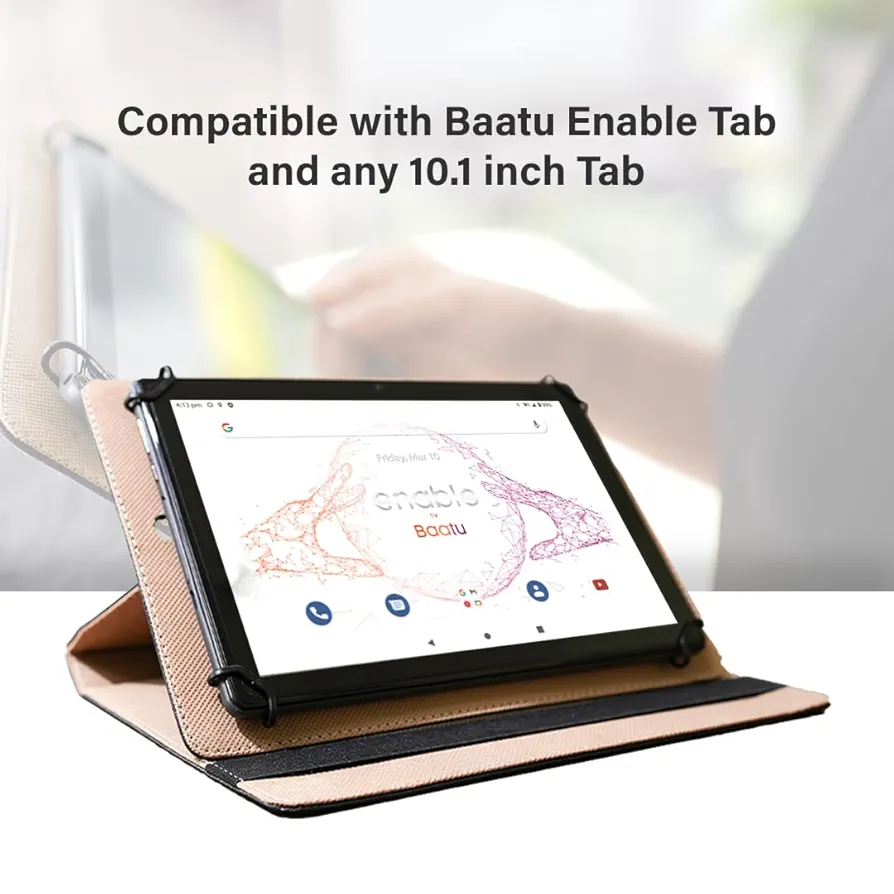 Tab 10.1" Black Premium PU Leather Flip Cover – Multi-Angle Stand