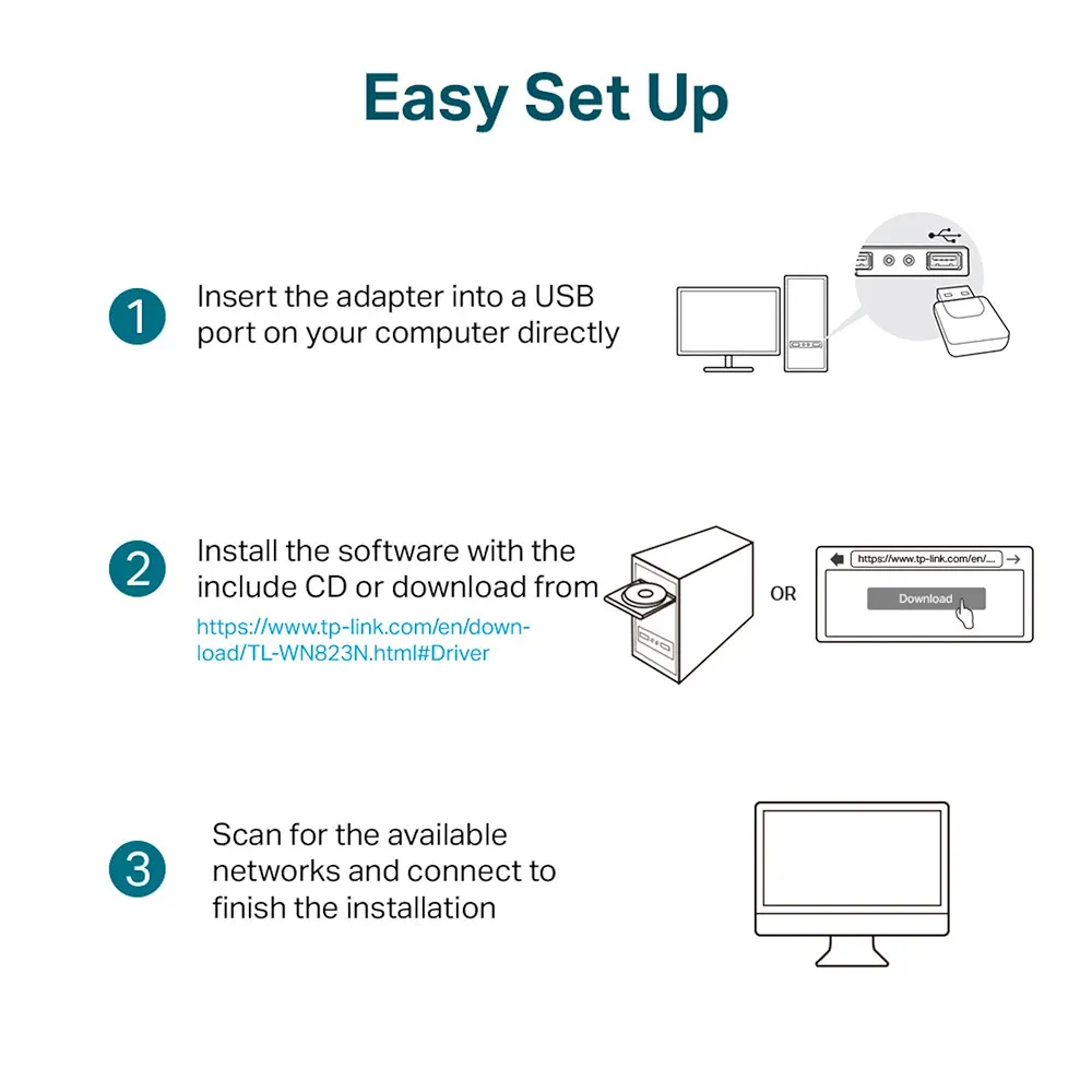 Wi-Fi Dongle 300 Mbps Mini USB Adapter | Wireless Network Adapter for PC & Laptop | Windows/Mac/Linux