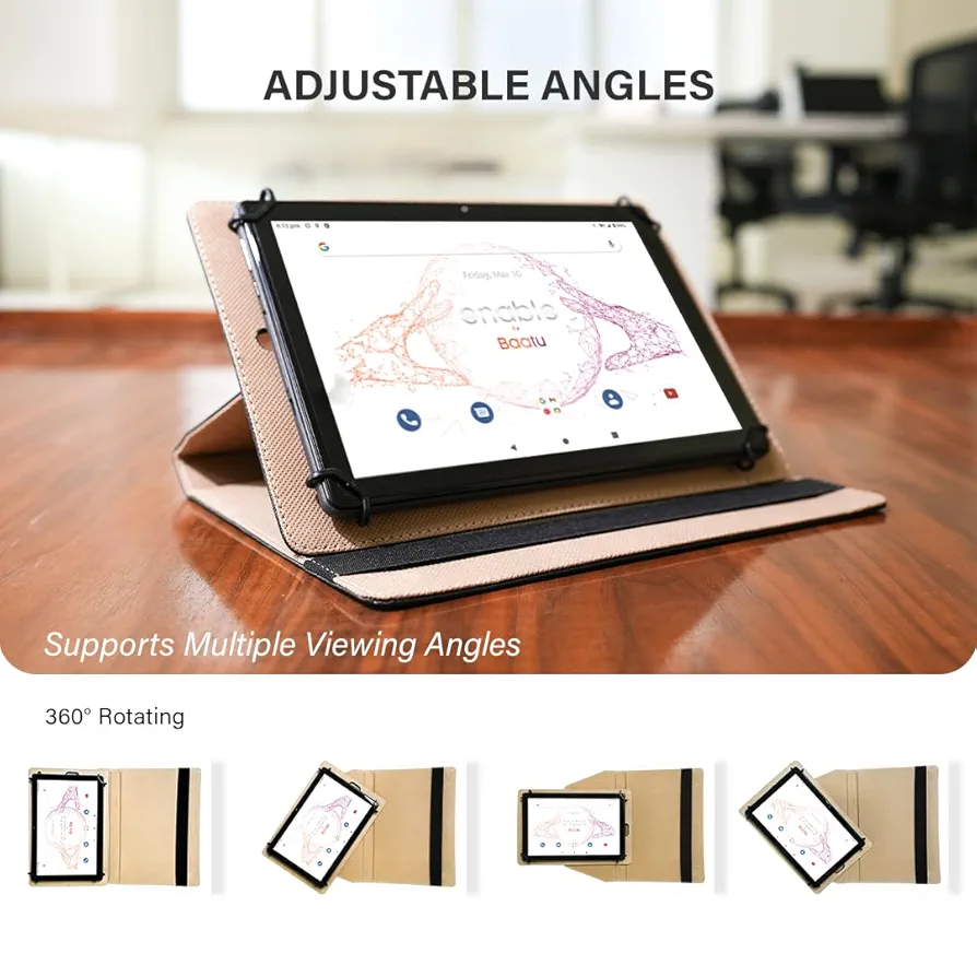 Tab 10.1" Black Premium PU Leather Flip Cover – Multi-Angle Stand
