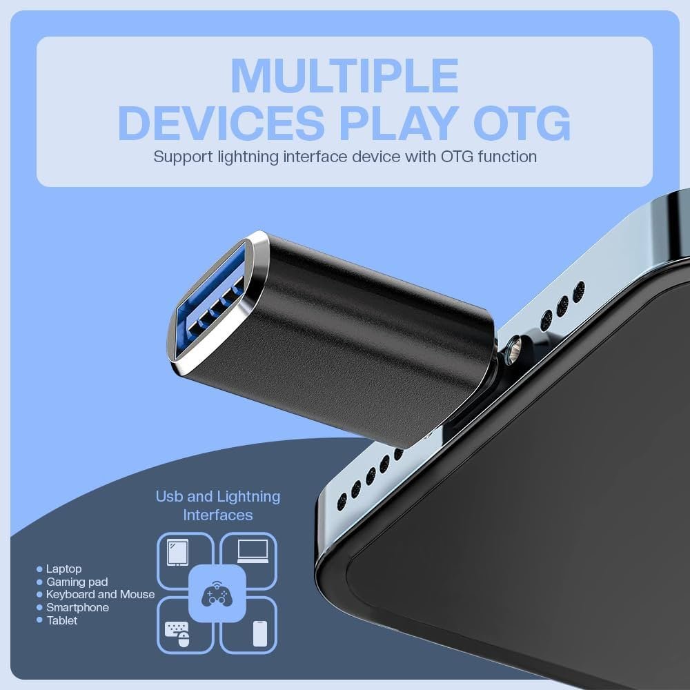Lightning Male to USB 3.0 A Female OTG Adapter – High-Speed Data Transfer for iPhone, iPad & More