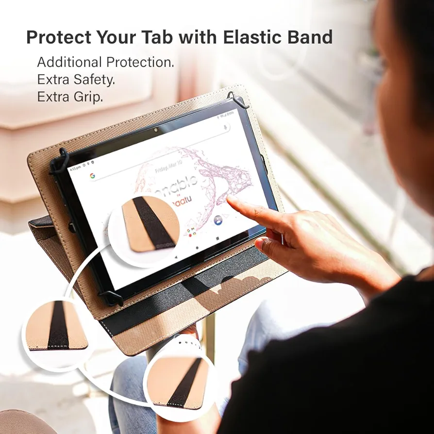 Tab 10.1" Black Premium PU Leather Flip Cover – Multi-Angle Stand