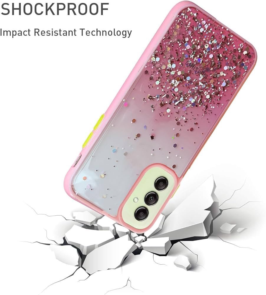Compatible Samsung Galaxy A14 5G | Non-Moving Glitter TPU Shockproof Case for Girls & Women – Pink