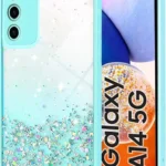 Compatible Samsung Galaxy A14 5G | Non-Moving Glitter TPU Shockproof Case for Girls & Women – Mint Green