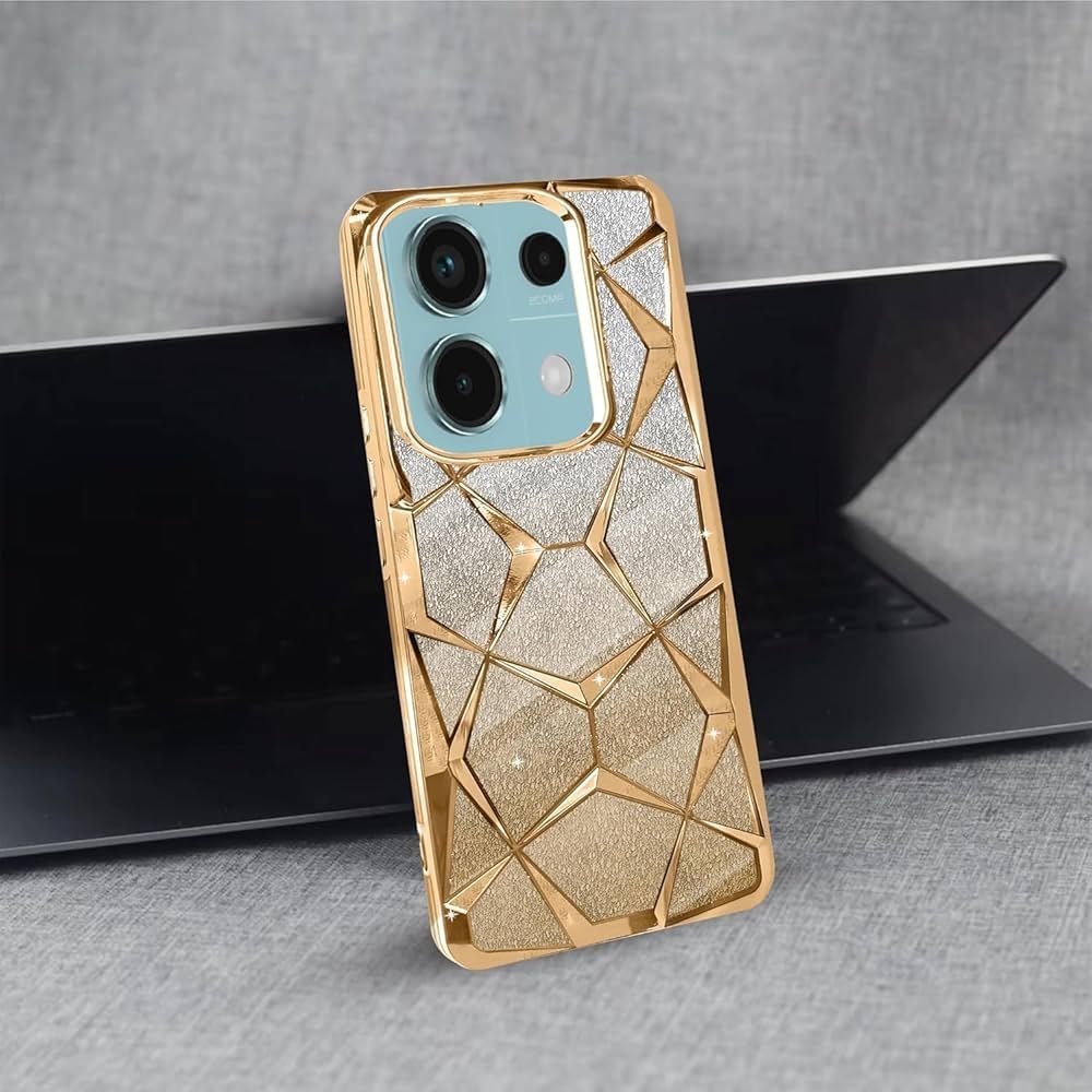 Glitter Geometric Case for Oppo A3 / A3x 5G – Gold