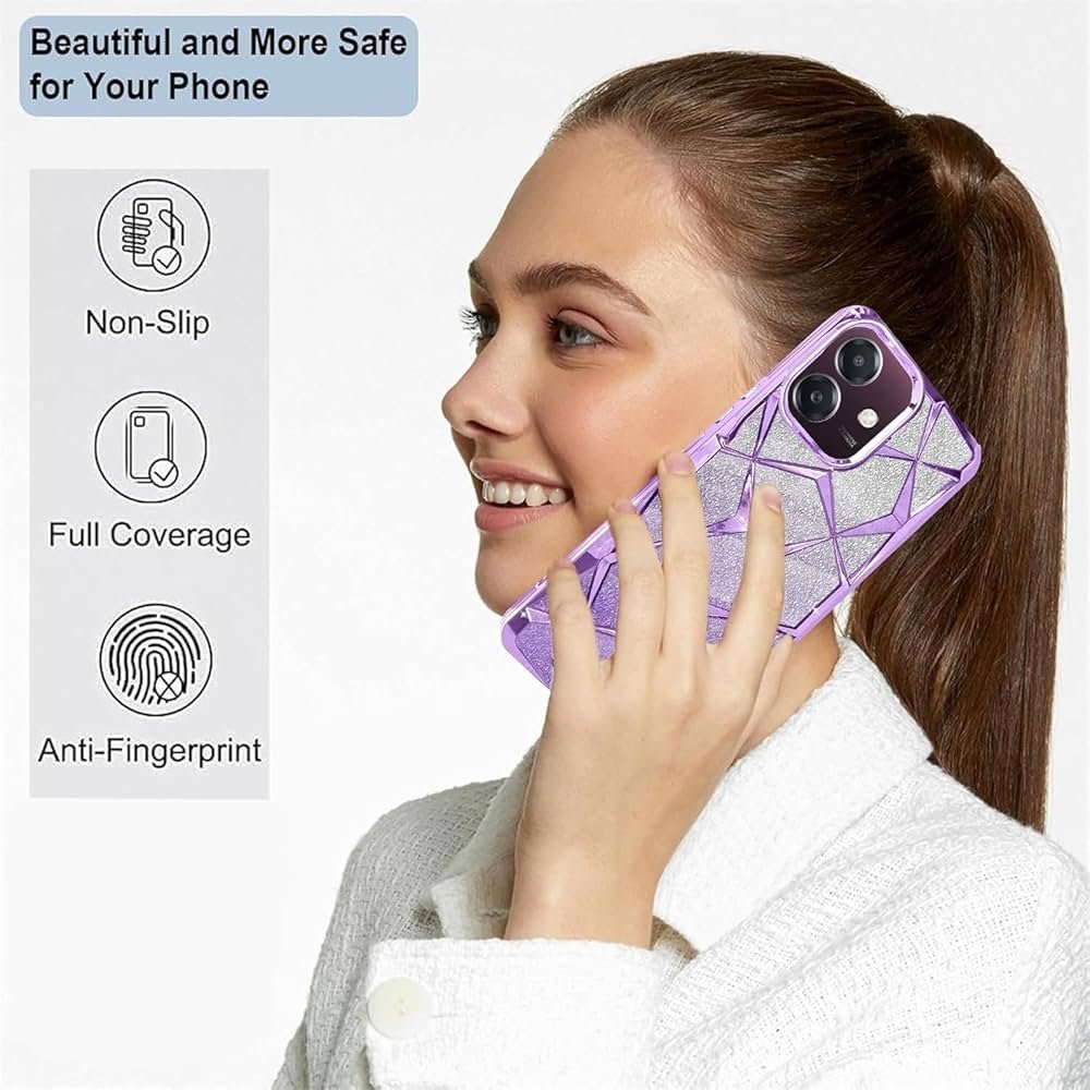 Glitter Geometric Case for Oppo A3 / A3x 5G – Purple