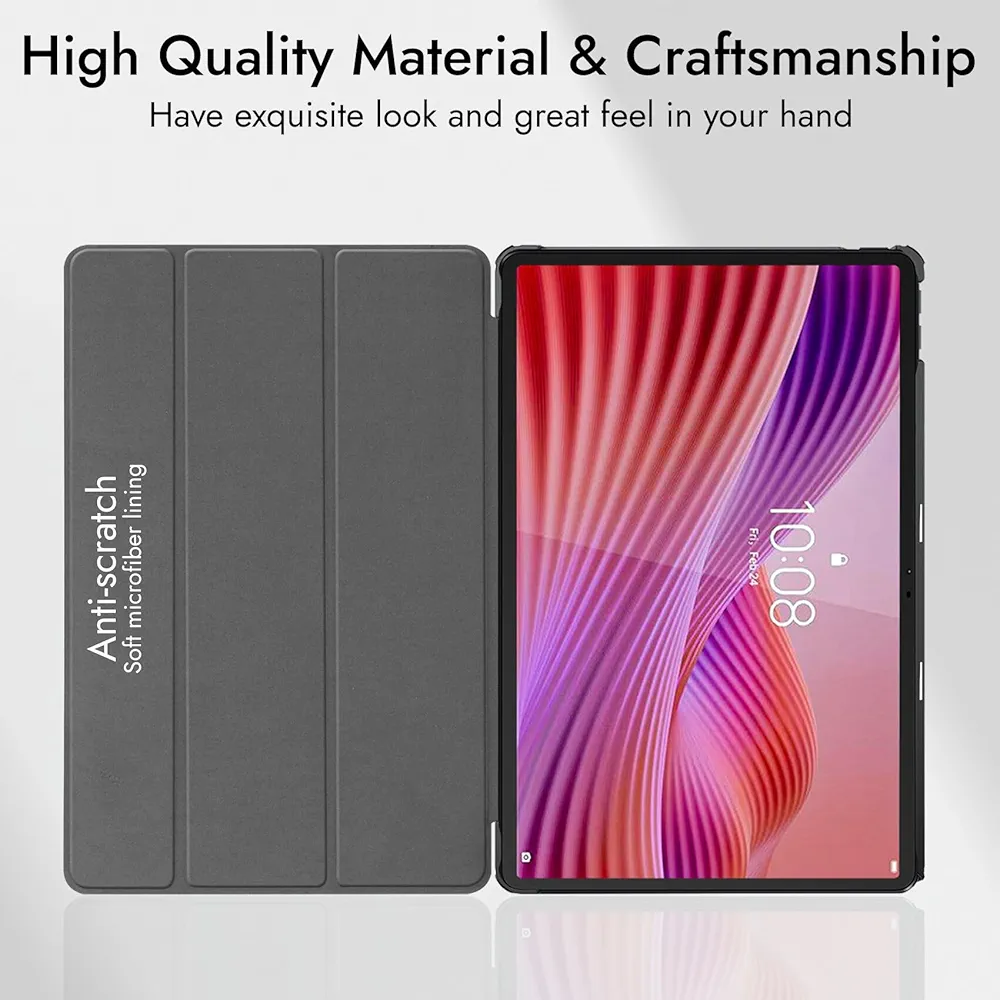 Cover for Lenovo Tab 10.1 Inch 2025 | Hippy Trifold Flip Cover Case – Faux Leather Stand Case with Auto Sleep/Wake
