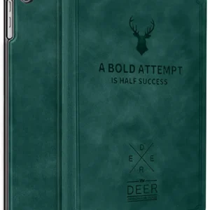 Cover for Lenovo Tab 10.1 Inch 2025 | Premium Deer Design Flip Cover Case with Auto Sleep/Wake – Dark Green