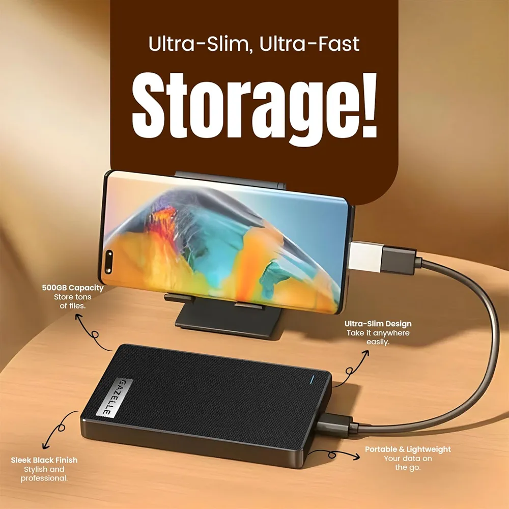 High-Speed 500GB Ultra-Slim Portable External Hard Drive