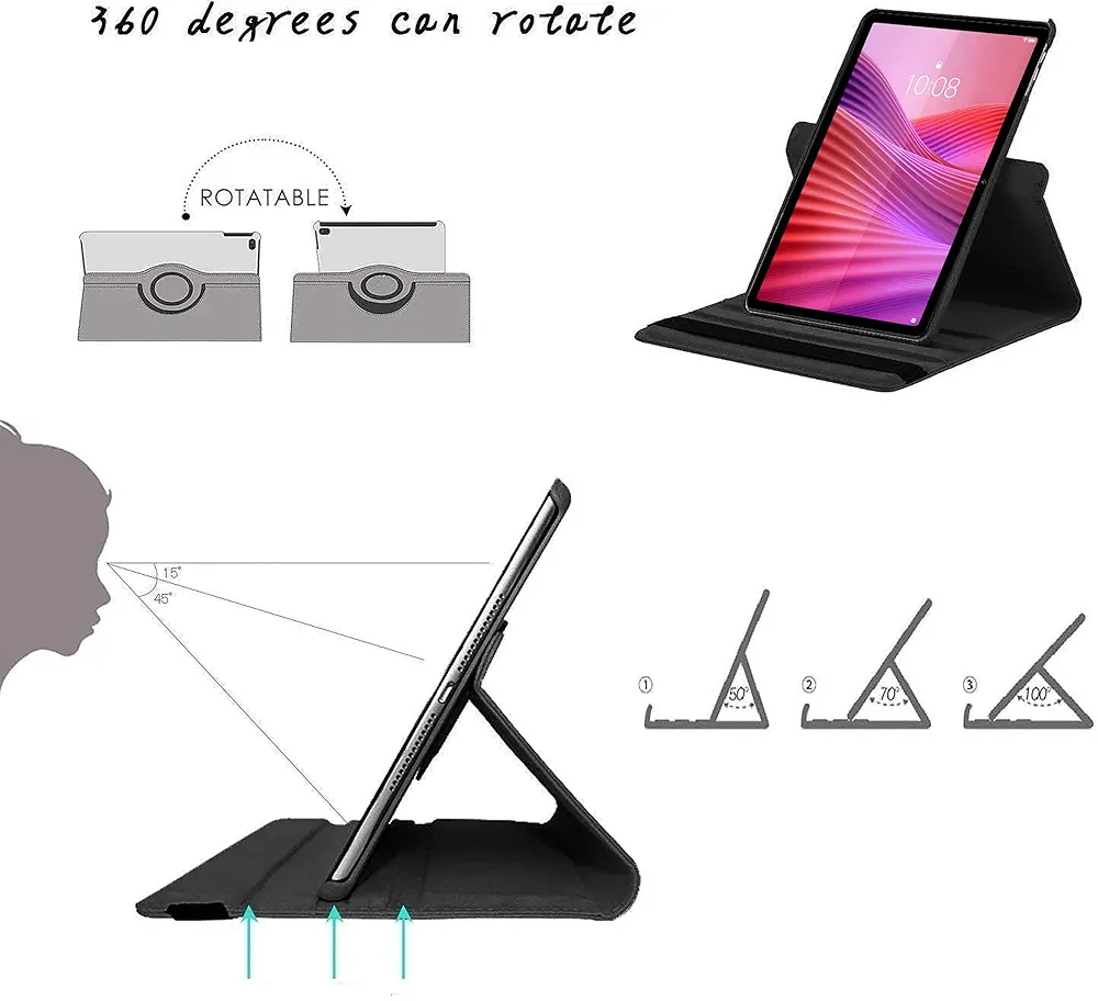 Cover for Lenovo Tab 10.1 Inch 2025 | Brown 360° Rotatable Smart Flip Case with Stylus Pen Holder