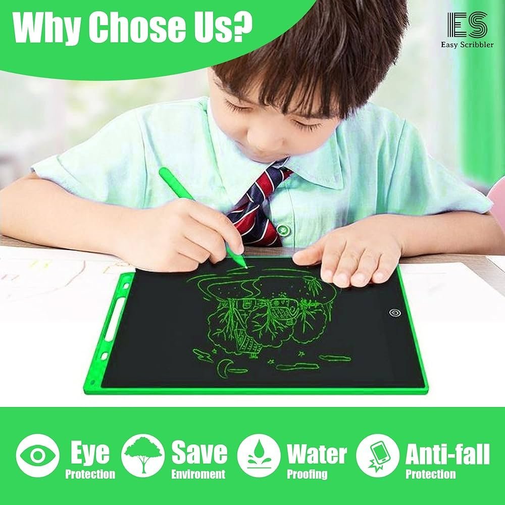 12 Inch LCD Writing Tablet for Kids – Green, Reusable