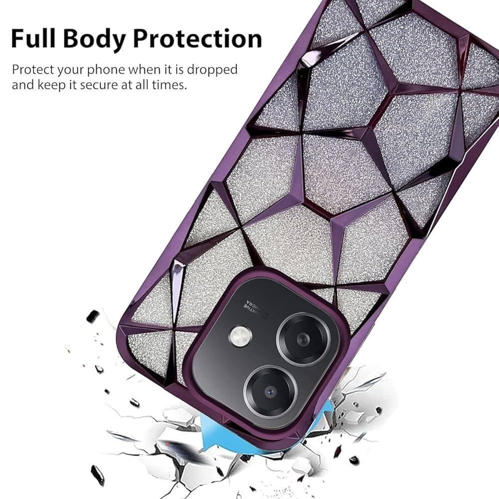 Glitter Geometric Case for Oppo A3 / A3x 5G – Purple