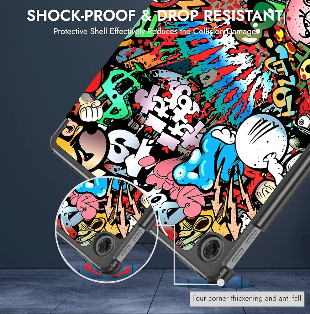 Cover for Lenovo Tab 10.1 Inch 2025 | Hippy Trifold Flip Cover Case – Faux Leather Stand Case with Auto Sleep/Wake